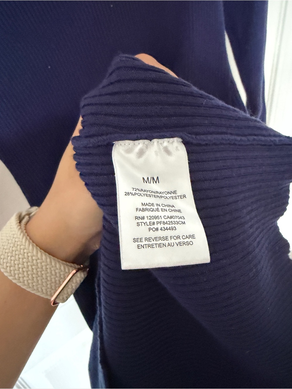 Pink Rose Navy Ribbed Zip-Front Sweater - Picture 3 of 6